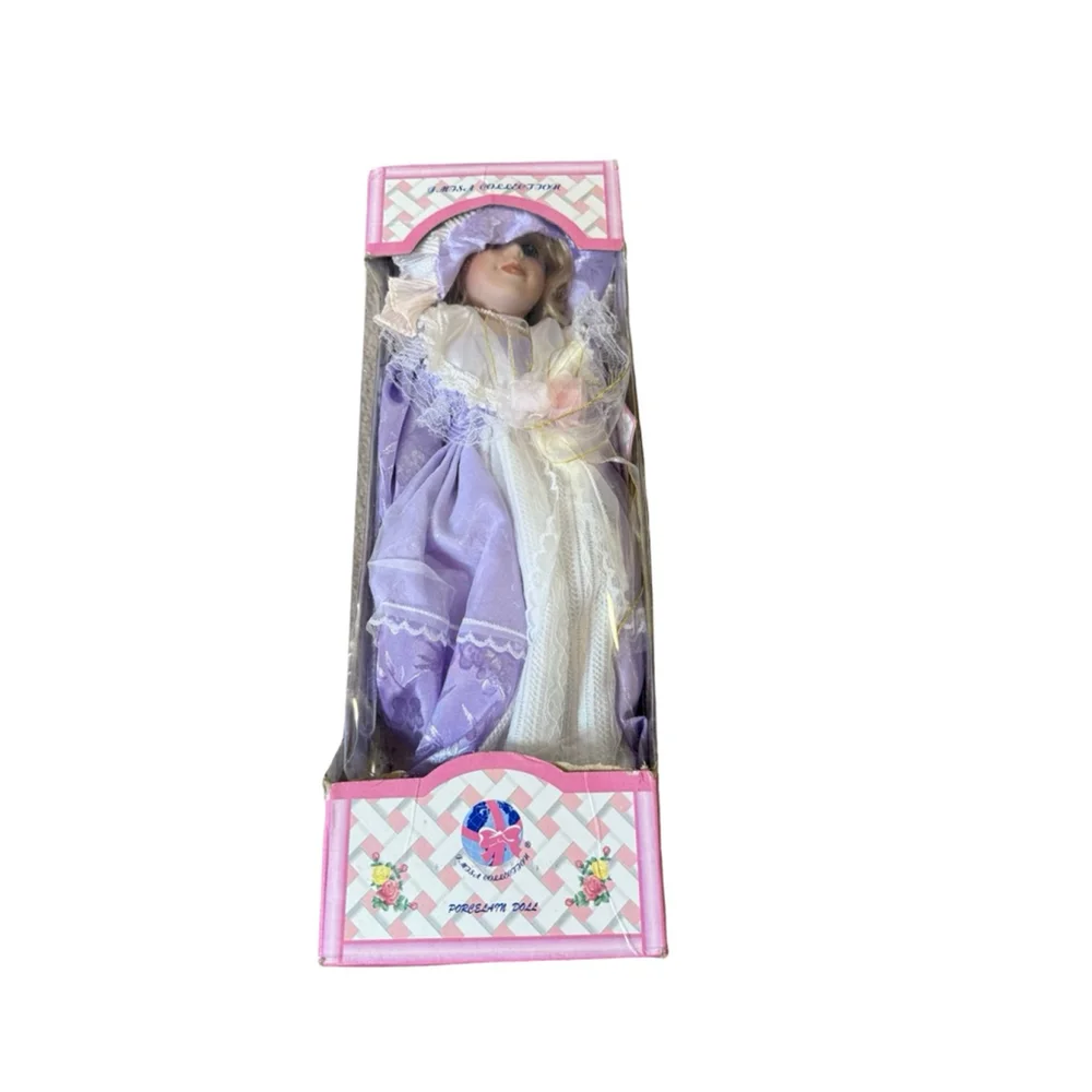 J Misa Collection Porcelain Doll Purple Dress with Hat - Picture 2 of 12